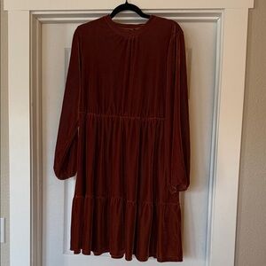 SHEIN Rust Red Long Sleeve Dress